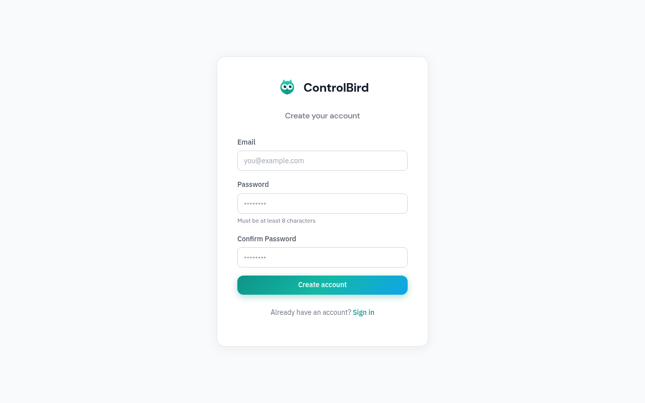 Registration form