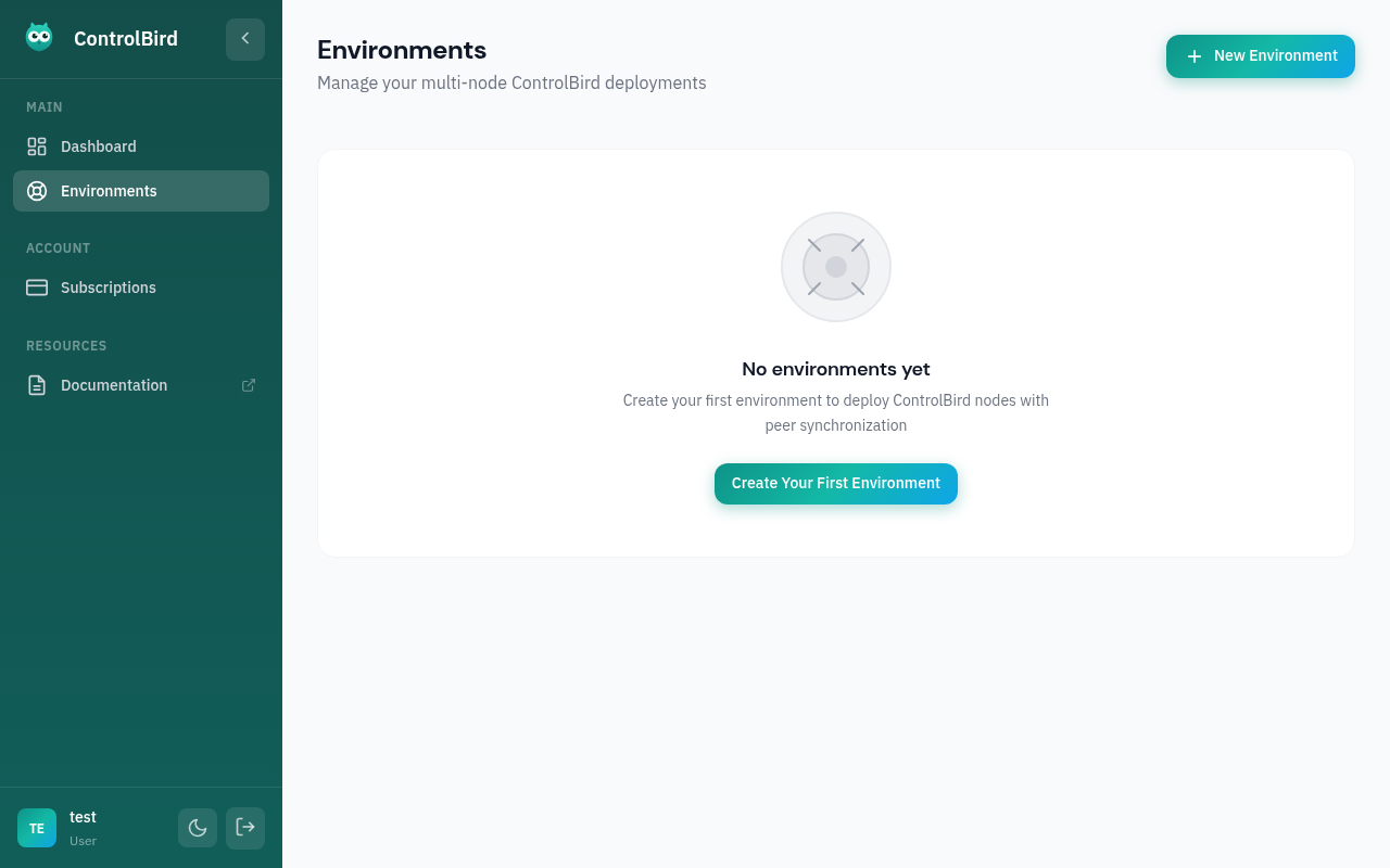 New Environment button