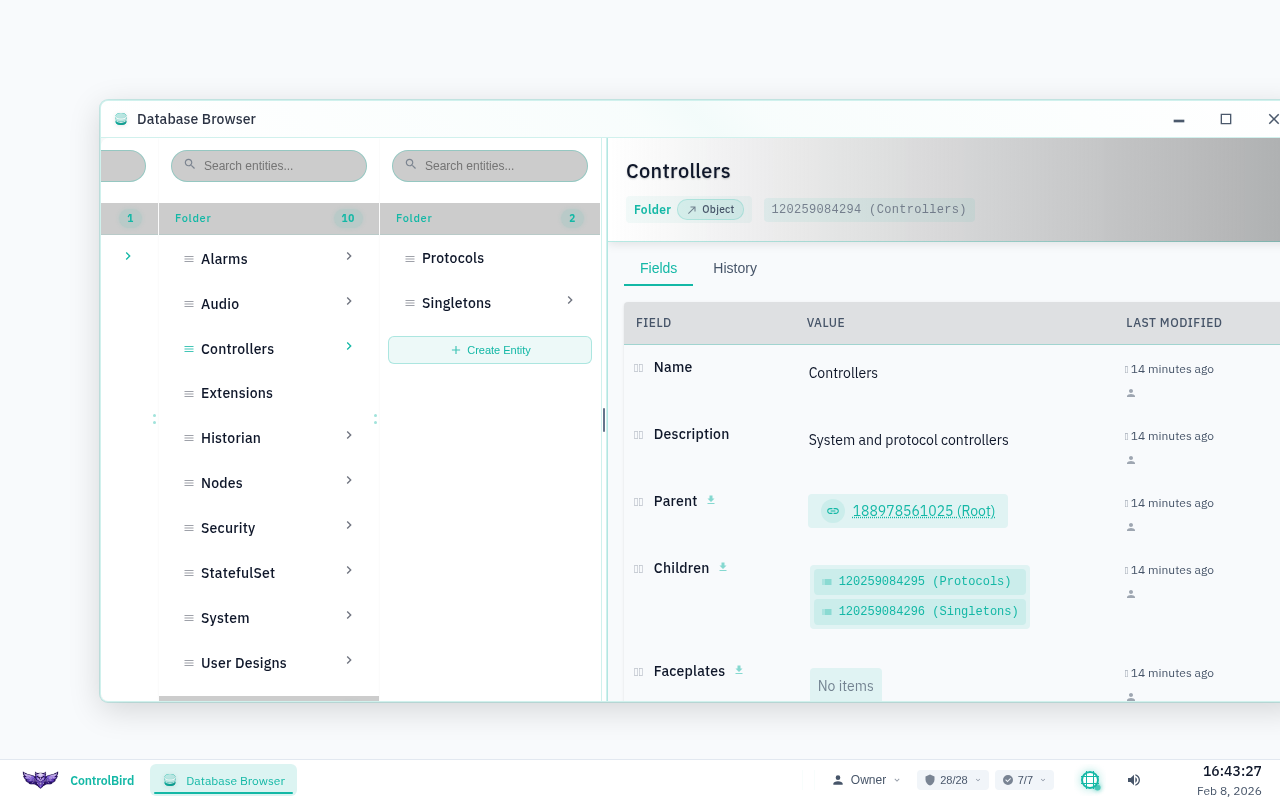 Entity details panel