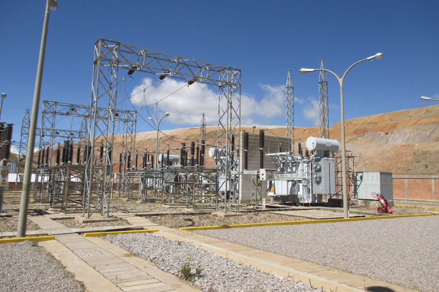 Remote electrical substation in open terrain